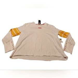 Women's WEAR By Erin Andrews Kansas City Chiefs Snap Cuff Long Sleeve T-Shirt